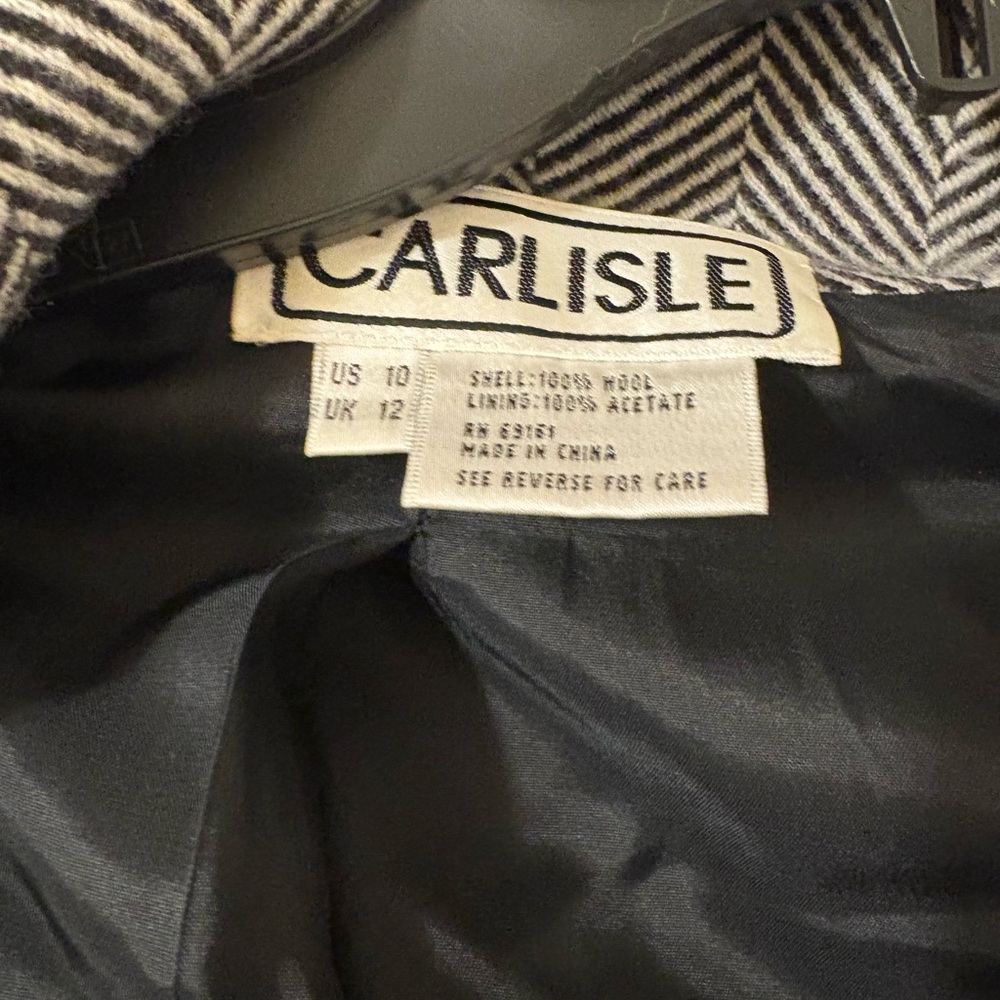 Carlisle Black and White Herringbone Blazer with Matching Skirt - Picture 2 of 5